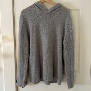 Nap Cashmere Waffle Hoodie Sweater Large L Grey Blue